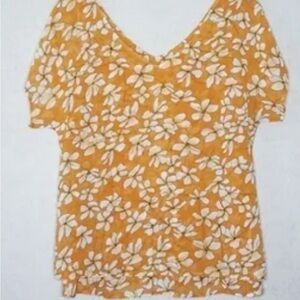 CAbi Mustard Floral Blouse